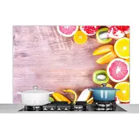 KitchenYeah Spatscherm keuken 120x80 cm - Kookplaat achterwand Fruit - Citrus - Keuken - Zomer - Muurbeschermer - Spatwand fornuis - Hoogwaardig aluminium