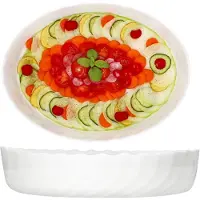 MamboCat Set van 2 TRIANON ovale braadpannen 37x28,5 cm in wit glas - 812299