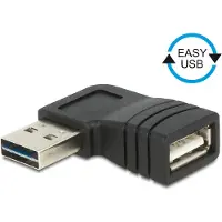 DeLOCK Easy-USB-A naar USB-A adapter / haaks naar links/rechts - USB2.0 / zwart