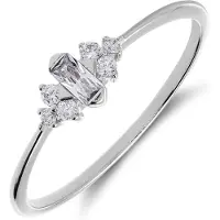 Lucardi Dames Zilveren ring baguette - Ring - 925 Zilver - Zilverkleurig - 18 / 57 mm