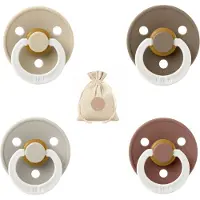 BIBS fopspenen maat 2 6-18 maanden - set 4 spenen + bolletoet speenzakje - Glow Sand, Vanilla, Dark oak en Woodchuck