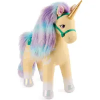 Unicorn Academy blad eenhoorn pluche speelgoed - 38 cm, zonnig geel