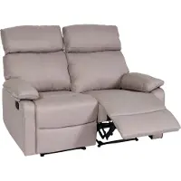 Mendler 2-zits bioscoopfauteuil -L93, relaxfauteuil TV-fauteuil bank, armleuning met relaxfunctie nosag-vering stof/textiel ~ grijsbruin