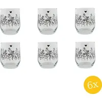 Clayre & Eef Waterglas set van 6 stuks 300 ml Glas Bloemen Drinkbeker