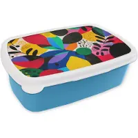 MuchoWow Broodtrommel Blauw - Lunchbox Vormen - Stippen - Kleurrijk - Brooddoos 18x12x6 cm - Brood lunch box - Broodtrommels voor kinderen en volwassenen