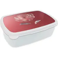 MuchoWow Broodtrommel Wit - Lunchbox Sierlijk - Bloem - Roze - Glazen - Brooddoos 18x12x6 cm - Brood lunch box - Broodtrommels voor kinderen en volwassenen