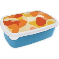 MuchoWow Broodtrommel Blauw - Lunchbox Abstract - Vormen - Oranje - Brooddoos 18x12x6 cm - Brood lunch box - Broodtrommels voor kinderen en volwassenen