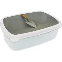 MuchoWow Broodtrommel Wit - Lunchbox Troffel - Verf - Gereedschap - Brooddoos 18x12x6 cm - Brood lunch box - Broodtrommels voor kinderen en volwassenen