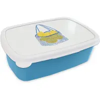 MuchoWow Broodtrommel Blauw - Lunchbox Tas - Blauw - Citroenen - Illustratie - Brooddoos 18x12x6 cm - Brood lunch box - Broodtrommels voor kinderen en volwassenen