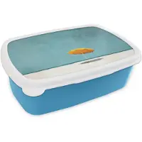 MuchoWow Broodtrommel Blauw - Lunchbox Parasol - Geel - Strand - Zee - Brooddoos 18x12x6 cm - Brood lunch box - Broodtrommels voor kinderen en volwassenen