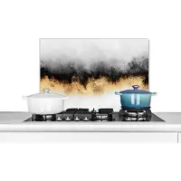 KitchenYeah Spatscherm keuken - Abstract - Goud - Luxe - Kunst - Keuken achterwand - Keuken - 60x40 cm - Spatwand