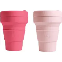 Stojo Pocket Cup 2-pack Peony & Carnation Roze 2x 355ml Beker to Go