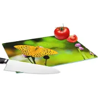 KitchenYeah Glazen Snijplank - 28x20 - Vlinder - Tijger - Bloem - Snijplanken Glas
