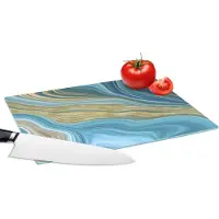 KitchenYeah Glazen Snijplank - 28x20 - Marmer - Golven - Goud - Patronen - Snijplanken Glas