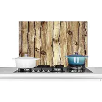 KitchenYeah Spatscherm keuken - Muurbeschermer - Planken - Hout - Rustiek - Keuken - Muurdecoratie - 80x55 cm