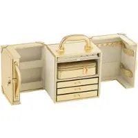 J-Line juwelenkoffer met handvat kunstleder goud 29.5x18.5x22cm