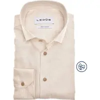 Ledub viscose overhemd effen beige normale fit