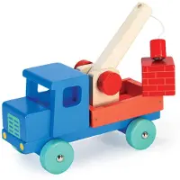 Mentari Voertuigen - Pick-Up Truck Blauw - 21X8,50X10Cm - Hout - 3 Jaar