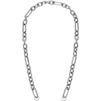Lucardi Dames Stalen bedel ketting figaro - Ketting - Staal - Zilverkleurig - 45 cm