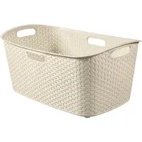 Curver My Style - Wasmand - 47L - Rattan Look - Ergonomische Handgrepen - Off-White