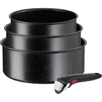 Tefal Ingenio Black Stone L3999632 Set van 3 steelpannen 16/18/20 cm + afneembare handgreep - Inductie