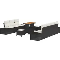 vidaXL Tuinbank Set 10 st Zwart poly rattan