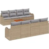 vidaXL Tuinbank Set 9 st Beige en Lichtgrijs poly rattan