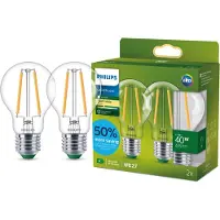 Philips LED lamp E27 | Peer A60 | Ultra Efficient | Filament | Helder | 2700K | 2.3W (40W) | 2 stuks