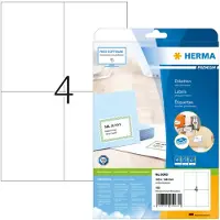 Herma premium adresetiketten nr. 5063, 105 x 148 mm, zelfklevend, permanent klevend, bedrukbaar, papier, wit, 100 stuks op 25 vellen