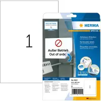 Herma etiketten nr. 10021, 210 x 297 mm, verwijderbaar, zelfklevend, goed hechtend, papier, wit, 25 stuks