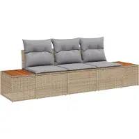 vidaXL Tuinbank Set 3 st 3-Aantal zitplaatsen beige en lichtgrijs