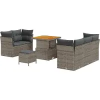 vidaXL Tuinbank Set 8 st 5-Aantal zitplaatsen Grijs poly rattan