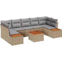 vidaXL Tuinbank Set 8 st Beige Poly rattan