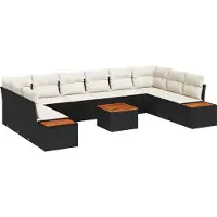 vidaXL Tuinbank Set 10 st 10-Aantal zitplaatsen Zwart en Crème