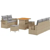 vidaXL Tuinbank Set 10 st Beige en Lichtgrijs poly rattan