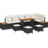 vidaXL Tuinbank Set 10 st 9-Aantal zitplaatsen Zwart Poly rattan