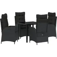vidaXL Tuin Eettafel Set 5 st Zwart poly rattan