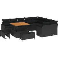 vidaXL Tuinbank Set 12 st 11-Aantal zitplaatsen Zwart
