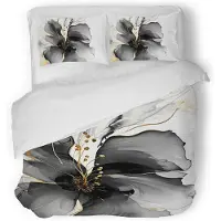 Eleganzzz Dekbedovertrek Micropercal Grande Fleur - grey 200x200/220cm