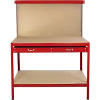 Monster Werkbank met steekplaat en lade, rood