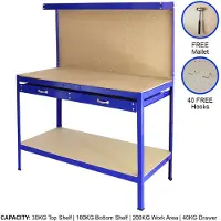 Monster Werkbank met pegboard en lade - Blauw