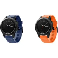Strap-it Bundel van 2 Siliconen Bandjes - Geschikt voor Garmin Fenix 5/6 - Oranje & Donkerblauw - Sportbandje - Sportarmband - Siliconen Band - Waterbestendig & zweetbestendig - Flexibel & comfortabel