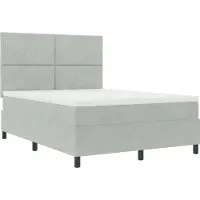 vidaXL LED Box Spring Bed Lichtgrijs 140 x 200 cm Fluweel