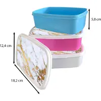 MuchoWow Broodtrommel Wit - Lunchbox Marmer - Goud - Wit - Luxe - Marmerlook - Glitter - Brooddoos 18x12x6 cm - Brood lunch box - Broodtrommels voor kinderen en volwassenen