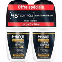 Etiaxil - Antiperspirant Deodorant - Heren - Matige transpiratie - Oksels - 48 uur controle - Roll-on - Set van 2 100 ml Roller