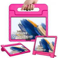 Ntech Hoes Geschikt voor Samsung Galaxy Tab A8 Hoes Kinderen Pink - Hoes Geschikt voor Samsung Galaxy Tab A8 (2021 / 2022) kinderen Hoes - Backcover hoes met handvat - Ntech