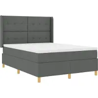 vidaXL Boxspring bed met LED-stripverlichting Grijs 140 x 200 cm Stof