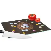 KitchenYeah Glazen Snijplank - 28x20 - Paaseitjes - Regenboog - Pasen - Snijplanken Glas
