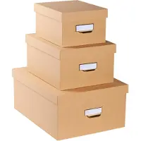 Exacompta OfficeByMe opbergdozen set van 3 Beige, A4+/A5++/A6++, FSC karton, plasticvrij, etikethouder