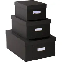 Exacompta OfficeByMe opbergdozen set van 3 zwart, A4+/A5++/A6++, FSC karton, plasticvrij, etikethouder